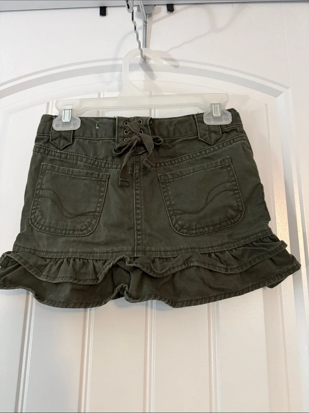 Gently worn Girls Olive Green Ruffle Hem Skirt